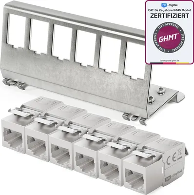 Produktbild von hb-digital 6-Port Hutschienenadapter mit CAT.6a Keystone Modul RJ45