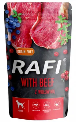 Produktbild von Rafi mit Rindfleisch - Getreidefrei Nassfutter für erwachsene Hunde aller Rassen 500g (20-er pack)