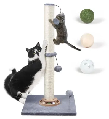 Image de Arbre à gratter interactif pour chats, avec des boules de cataire