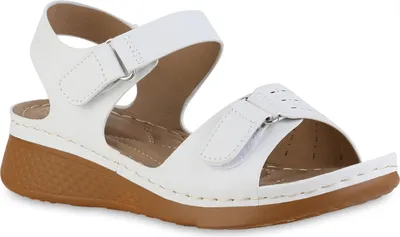 Produktbild von VAN HILL Damen Komfort Sandalen Bequem Cut-outs Freizeit Schuhe 841627, Farbe: Weiß, Größe: 39
