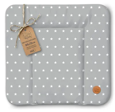 Produktbild von Wickelauflage Wickelunterlage abwaschbar und wasserdicht 85x72 cm - Wickelmatte zum Auflegen auf Wickeltisch Wickelaufsatz Wickelkommode oder Waschmaschine  85 x 72 Sterne und Grau