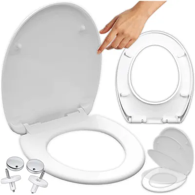 Produktbild von KRUMAD Toilettendeckel mit Absenkautomatik - WC Sitz aus hochwertigem PP mit Softclose, Schnellverschluss & verstellbarer Befestigung 13–20 cm