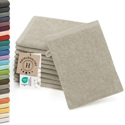 Produktbild von 10er Set Waschlappen aus Baumwolle, 16x21 cm, hellbraun