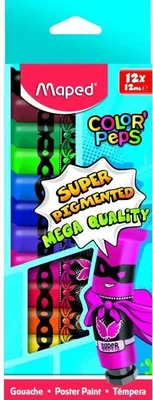 Produktbild von Maped - Color'Peps plakkaatverf, tubes van 12 ml, ophangdoos met 12 tubes in geassorteerde kleuren