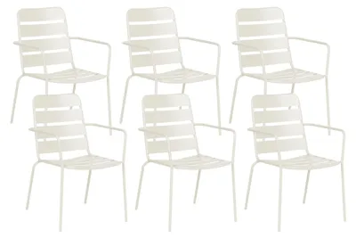 Produktbild von BELIANI Gartenstühle 6er Set Hellbeige Eisen Pulverbeschichtet Modernes Design Cashmere Outdoormöbel Gartenmöbel Esszimmerstühle
