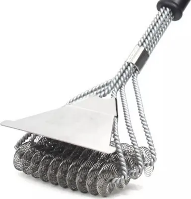 Immagine prodotto di Spazzola per barbecue con raschietto da 43 cm, spazzola in acciaio inossidabile per la pulizia del barbecue senza perdita di setole, pulitore per griglie - BrushGrill