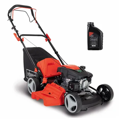 Produktbild von Scheppach MS161-46 Benzin Rasenmäher mit Antrieb - 46cm Schnittbreite | Reinigungsfunktion | 55L | Stahlgehäuse | 7 Höhen | Mulchfunktion | inkl. Öl