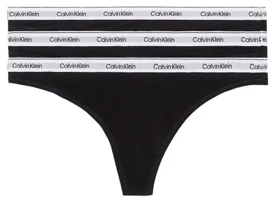 Zdjęcie produktu dla Calvin Klein, damskie opakowanie zawierające 3 stringi, bielizna, wielokolorowa (czarny/biały/szary)