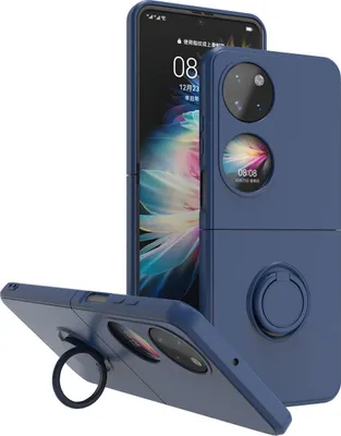 Produktbild von Huawei P50 Pocket Handyhülle, Ring Halter Ständer Kratzfeste Weiche Silikon schutzhülle für Huawei P50 Pocket Blau