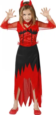Produktbild von Teufelin Kinder-Kostüm Halloween rot-schwarz