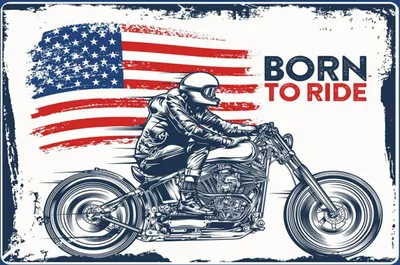 Produktbild von vianmo Holzschild 12x18 cm Biker Born to Ride USA Motorcycle