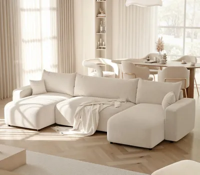 Produktbild von Wohnlandschaft mit Schlaffunktion Schlafsofa LUNA in Stoff Cenatur Beige