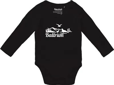 Produktbild von Huuraa Baby Body Baltrum Strandmotiv 74 Black  Baumwolle Fairtrade Langarmbody Geschenkidee