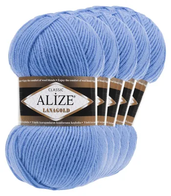 5 x 100g Strickgarn ALIZE Lanagold himmelblau