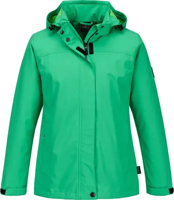 Produktbild von Blue Wave Damen Funktionsjacke Britta - Regenjacke Funktionsmantel mit Mesh-Futter und abnehmbarer Kapuze in Grün Größe 42