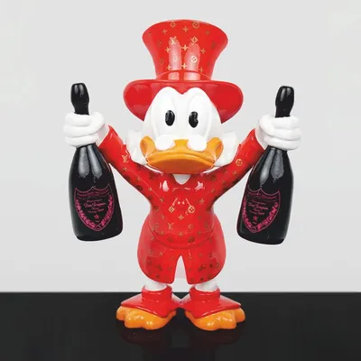Produktbild von Casa Padrino XXL Deko Skulptur Ente Rot / Weiß / Schwarz H. 170 cm - Große Deko Figur