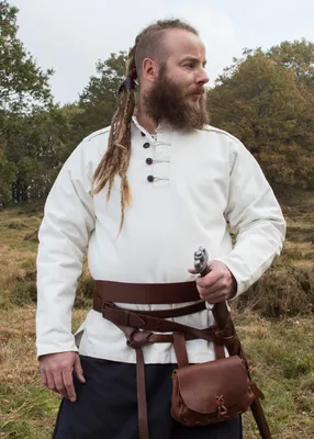 Produktbild von Schwere, festes Mittelalter Hemd Wille, gefüttert, natur - Baumwolle Mittelalterhemd Jacke Segeltuch Herren L Größe: L