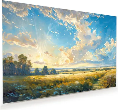 Produktbild von Glasbild 90x60cm in XXL für Wohnzimmer, Schlafzimmer Motiv Landschaft mit Wolken
