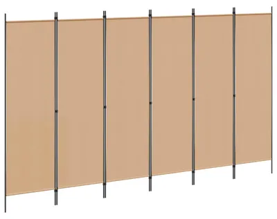 Image de Paravent à 6 panneaux Beige 300 x 180 cm Tissu