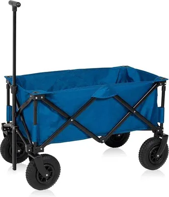 Obrázek produktu pro Lehký, modrý, přenosný ruční vozík s pneumatikami – 103 l – nosnost až 70 kg