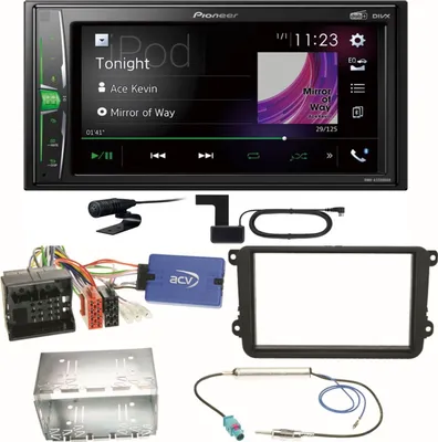 Produktbild von Pioneer DMH-A3300DAB Bluetooth WebLink USB Einbauset für Beetle Jetta Sharan T5