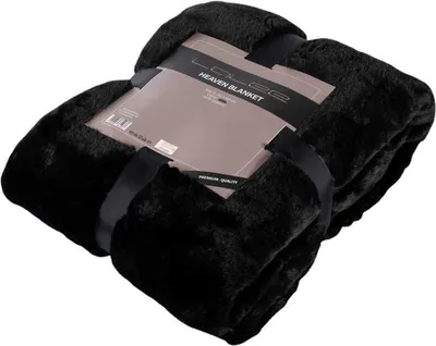 Produktbild von Unyqoos® Heaven Fluffy Kuscheldecke – superweiche Teddy-Plüschdecke, 150×200 cm, Schwarz, 100% Polyester, Florhöhe 25 mm, 2.100 g/m²