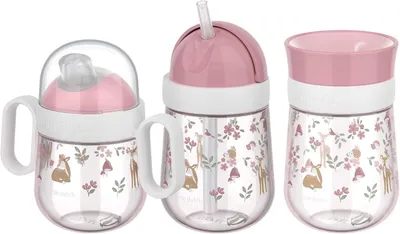 Produktbild von Mepal - Mio Trinklernbecher-Set 3-teilig - Antitropf-Henkelbecher 200 ml - 360° Trinklernbecher 300 ml - Strohhalmbecher 300 ml - Lernbecher für Kinder ab 6 Monaten - Auslaufsicher - Fairy Garden
