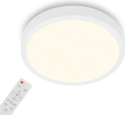 Obrázek produktu pro Stropní svítidlo BRILONER RUNA LED, dálkové ovládání, stmívatelné, regulace teploty barev CCT, Imitace hvězdy, bílé, 38 x 5 cm
