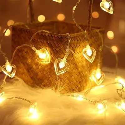 Produktbild von Valentinstag Herzförmige Lichterkette 1.5m 10LED - Valentinstag Dekoration, Innen- & Außenlichtkette batteriebetrieben, für Hochzeit & Weihnachten