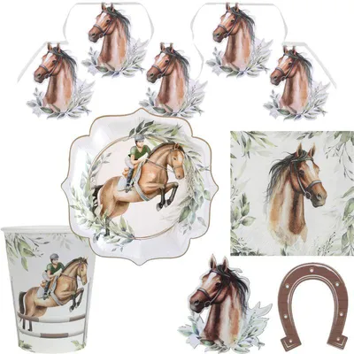 Produktbild von Partyset Pferde Kindergeburtstag Party Deko Set Springreiten Pony Dekoration