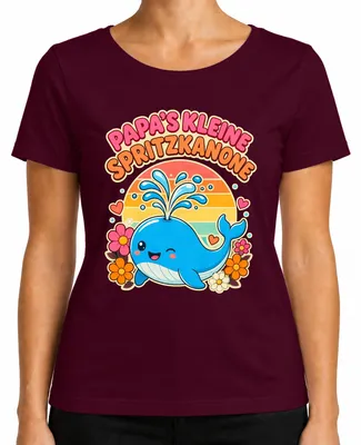Imagen del producto de Camiseta para mujer con estampado "Papa's kleine Spritzkanone Wal Baby Vater Statement", color burdeos, talla S