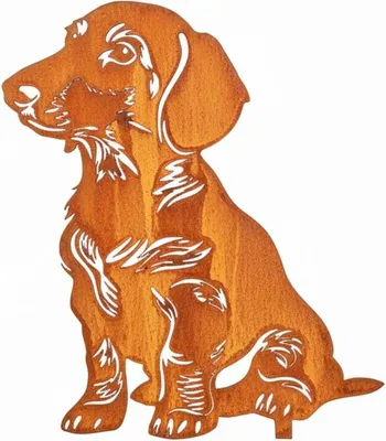 Produktbild von Edelrost Dachshund - Rost Deko Hund Rostfigur Gartendeko für Draußen - stabile Metall Gartenfigur aus Stahl - Wetterfest für Beet Terrasse - 37x32cm
