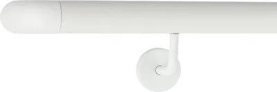 Produktbild von TIBU Handlauf Aluminium Weiß Geländer 30-600cm Wandhandlauf Treppe gewinkelte Edelstahlhalter, Länge 400 cm mit 5 Halter und Bogen zur Wand