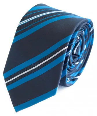 Produktbild von Fabio Farini - 1 Stück gestreifte Herren Krawatte - Tie mit Streifen in 6cm oder 8cm Breite Schmal (6cm), Royalblau/Blau/Weiß