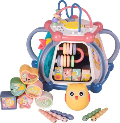 Zdjęcie produktu dla COIL kostka aktywności 7w1 zabawka edukacyjna sorter kształtów kostka sensoryczna światło, pastelowa