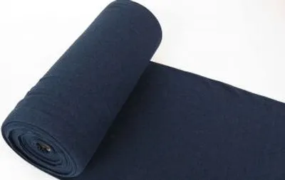 Produktbild von Bündchenstoff LUC Melange Black Marineblau, Uni 270 g/m², Strickschlauch glatt/fein, 35 cm breit, 25 cm lang, Schlauch, Meterware