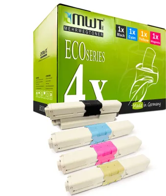 Produktbild von 4 Mehrwegtoner kompatible Lasertoner ersetzt OKI 44469705 44469803 44469704 44469706 Mehrfarbig