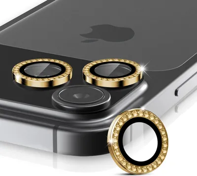 Produktbild von Kamera Linsenschutz Glas Set mit Schmucksteinen für Apple iPhone 17 Pro Schutzglas Camera Linse Panzerfolie 9H Gold