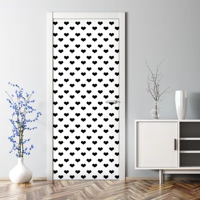 Produktbild von Dekorative Türtato Wandtattoo selbstklebend Klebefolie Türposter Schwarze Herzen 85 x 200 cm