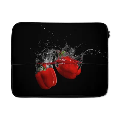 Produktbild von MuchoWow® Laptop Hülle 17 Zoll Laptoptasche Paprika - Gemüse - Stilleben - Wasser - Rot - Zipper - Schutzabdeckung