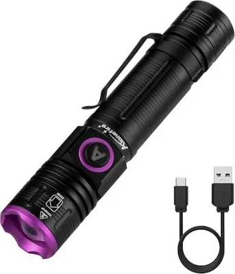 Produktbild von Alleinfire SV85 395nm UV Torch 5W Tragbarer Zoom Typ C USB wiederaufladbar Schwarzlicht Pet Urin Detektor Geldharz, Fischerei, Skorpion, Bernstein, Mi