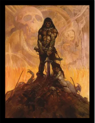 Obrázek produktu pro Frazetta - Zarámovaný plakát "Jurassic Kitty" PM8100 (30 cm x 40 cm) (Vícebarevný)