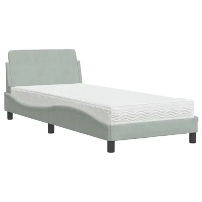 Produktbild von Bett mit Matratze "Dover" Hellgrau 80x200 cm Samt
