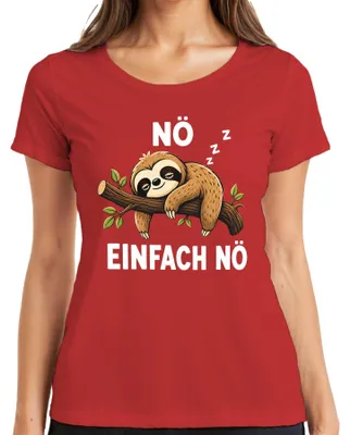 Obrázok produktu pre Tričko s potlačou "Nie, lenivý lenochod, spánok, lenivosť", sarkastické, pre dámy, červené, veľkosť 3XL