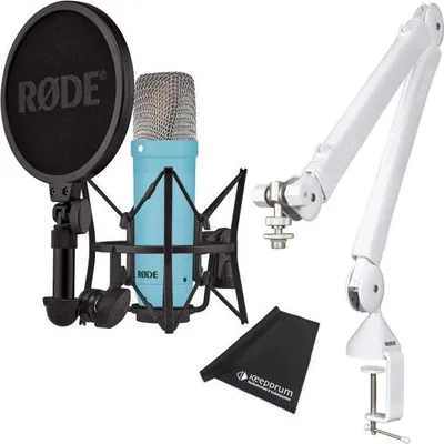 Produktbild von Rode NT1 Signature Blue Mikrofon mit PSA1+ Mikrofonarm Weiss