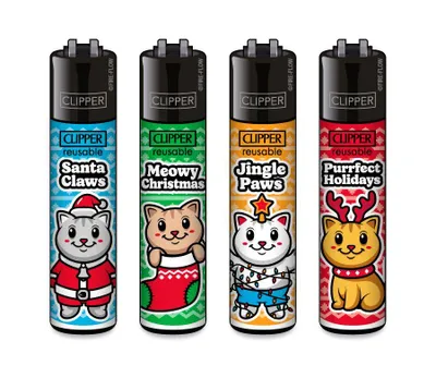 Produktbild von Clipper Feuerzeug 4er Set Meowy Catmas