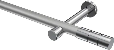 Produktbild von Interdeco Gardinenstange / Vorhangstange Silbergrau / Chrom, Typ Prestige Elanto (Rillenzylinder) ohne Ringe, 20 mm Ø 1-läufig, 520 cm