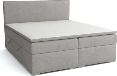 Produktbild von FEDVE Boxspringbett Schlafzimmerbett KANTON mit 2 Bettkästen, Doppelbett mit Bonell-Matratze und Topper 160x200 cm Hellgrau (Lux 05)