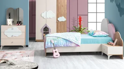Zdjęcie produktu dla Komplet mebli do pokoju dziecięcego: łóżeczko, stolik nocny, komoda – meble wysokiej jakości, kolor różowy, nowoczesny design