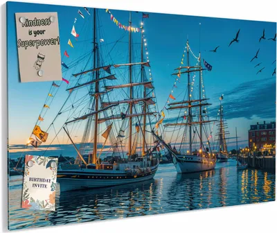Produktbild von Magnettafel 60x40cm magnetisch & beschreibbar Metall-Board - Schiffe im Hafen